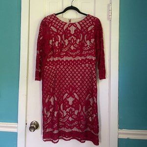 Danny & Nicole Beautiful Red Lace Dress Size 12P